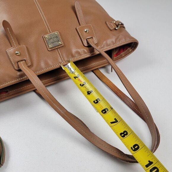 Dooney & Bourke Davis Tassel Saffiano Zip Shopper Tote Pebble Tan Leather Purse - Picture 9 of 16
